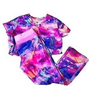C9 by Champion Matching V-neck Tee & Leggings Girls L(10-12) Pink/Purple/Multi
